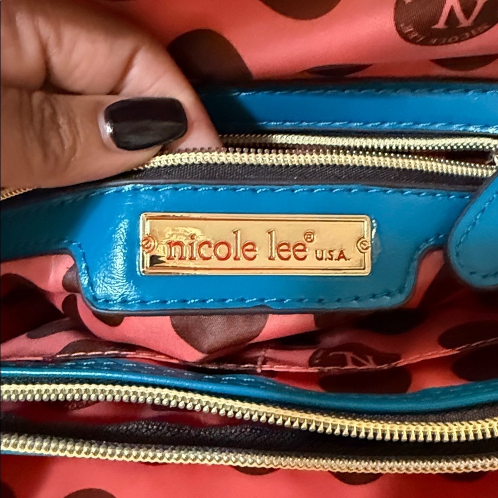 Nicole Lee Multicolor Striped Satchel with Pink Handles - Picture 13 of 15